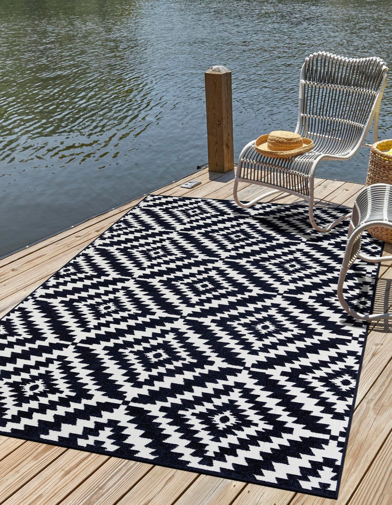 Catalina Cove Outdoor Collection Area Rug - Coronado Rectangle Navy Blue lifestyle 4