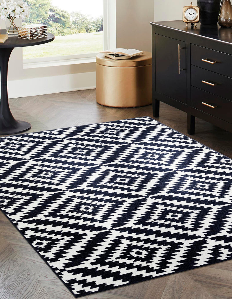 Catalina Cove Outdoor Collection Area Rug - Coronado Rectangle Navy Blue lifestyle 6