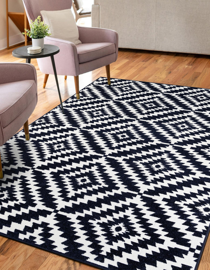 Catalina Cove Outdoor Collection Area Rug - Coronado Rectangle Navy Blue lifestyle 10