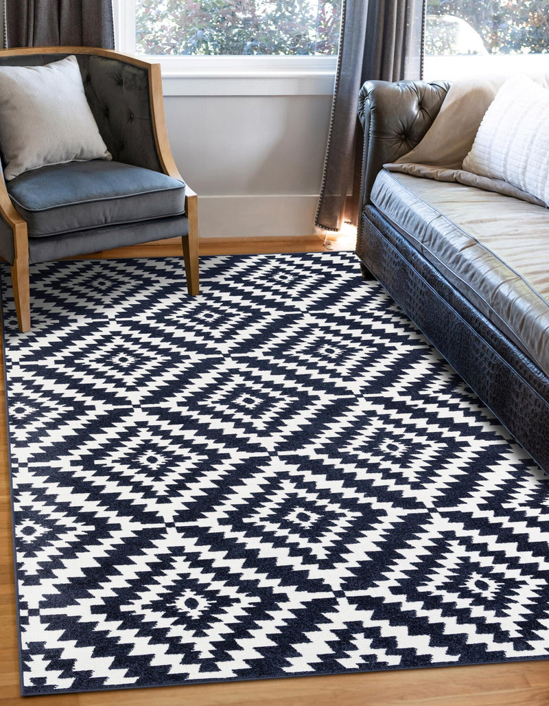Catalina Cove Outdoor Collection Area Rug - Coronado Rectangle Navy Blue lifestyle 22
