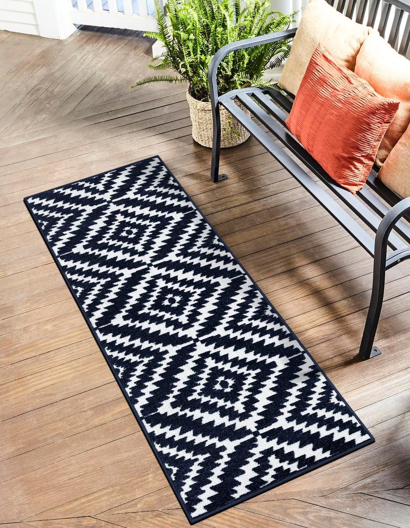 Catalina Cove Outdoor Collection Area Rug - Coronado Runner Navy Blue lifestyle 50