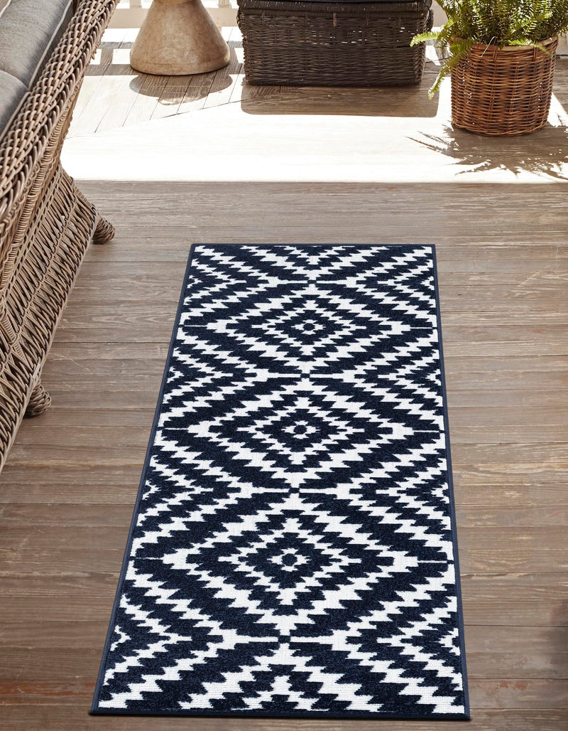 Catalina Cove Outdoor Collection Area Rug - Coronado Runner Navy Blue lifestyle 80