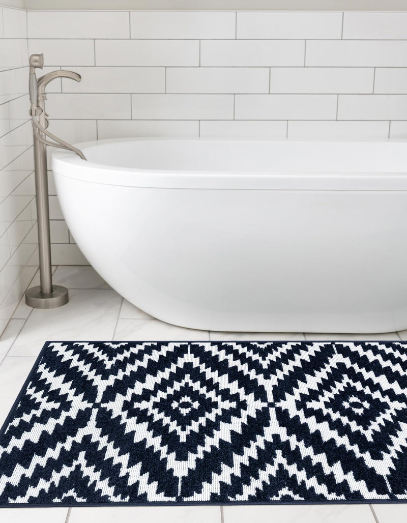 Catalina Cove Outdoor Collection Area Rug - Coronado Runner Navy Blue lifestyle 85