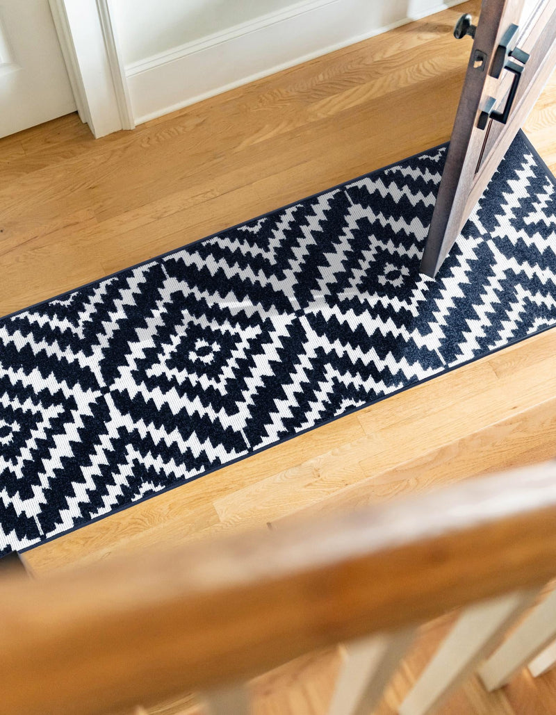 Catalina Cove Outdoor Collection Area Rug - Coronado Runner Navy Blue lifestyle 95