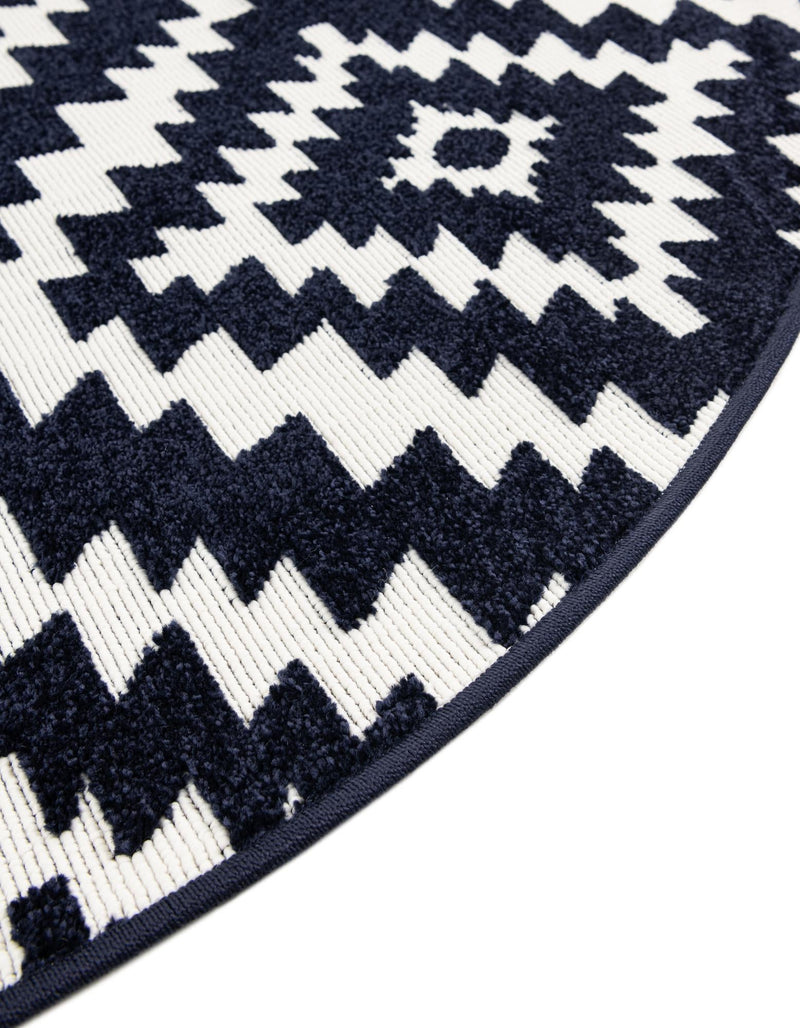Catalina Cove Outdoor Collection Area Rug - Coronado Round Navy Blue lifestyle 112