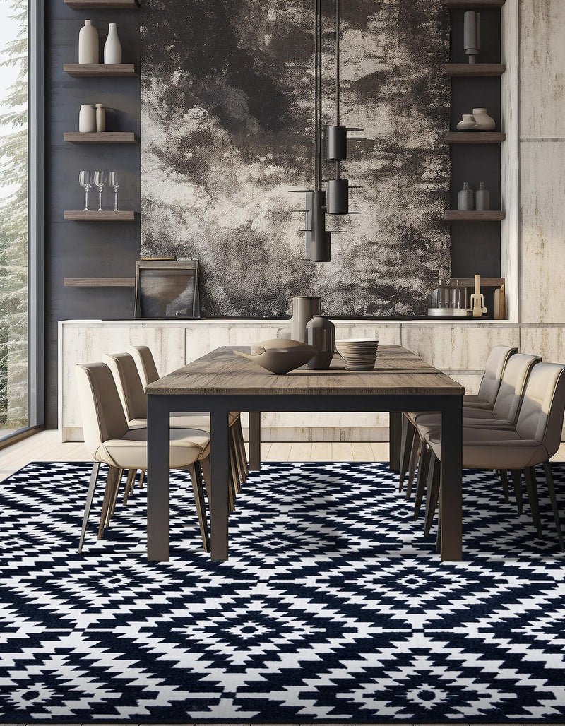 Catalina Cove Outdoor Collection Area Rug - Coronado Square Navy Blue lifestyle 66