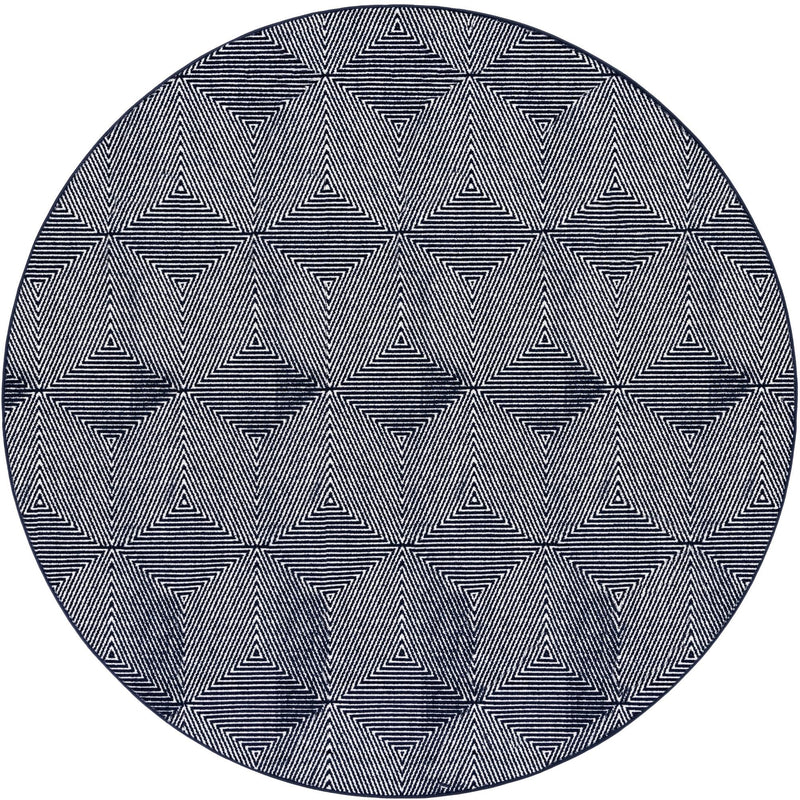 Catalina Cove Outdoor Collection Area Rug - Hermosa Round Navy Blue lifestyle 43