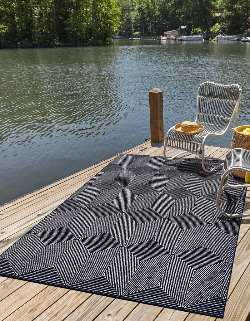 Catalina Cove Outdoor Collection Area Rug - Hermosa Rectangle Navy Blue lifestyle 3