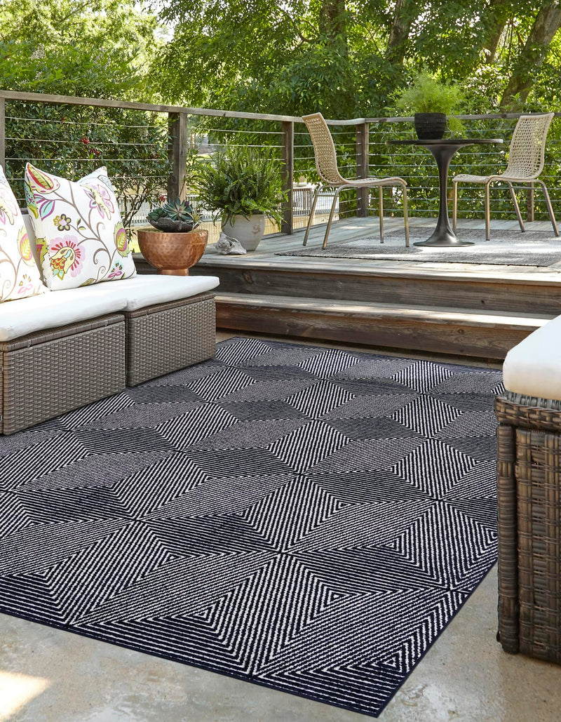 Catalina Cove Outdoor Collection Area Rug - Hermosa Rectangle Navy Blue lifestyle 15
