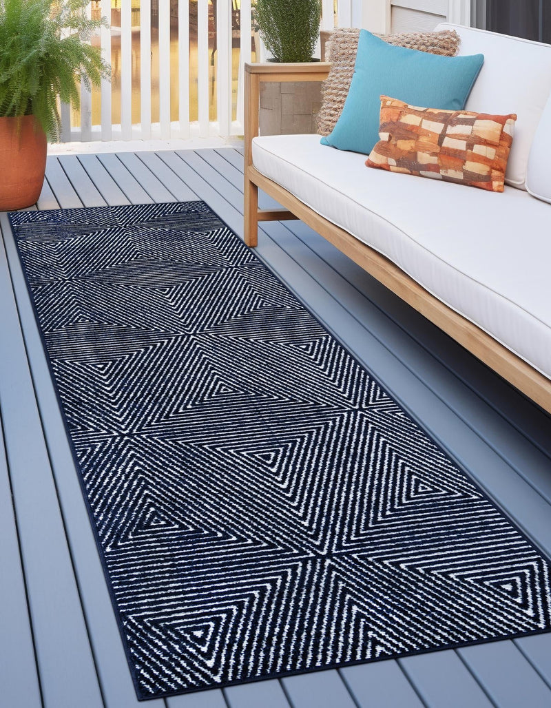 Catalina Cove Outdoor Collection Area Rug - Hermosa Runner Navy Blue lifestyle 51
