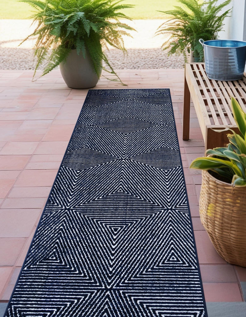 Catalina Cove Outdoor Collection Area Rug - Hermosa Runner Navy Blue lifestyle 63