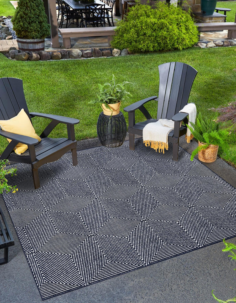 Catalina Cove Outdoor Collection Area Rug - Hermosa Square Navy Blue lifestyle 50