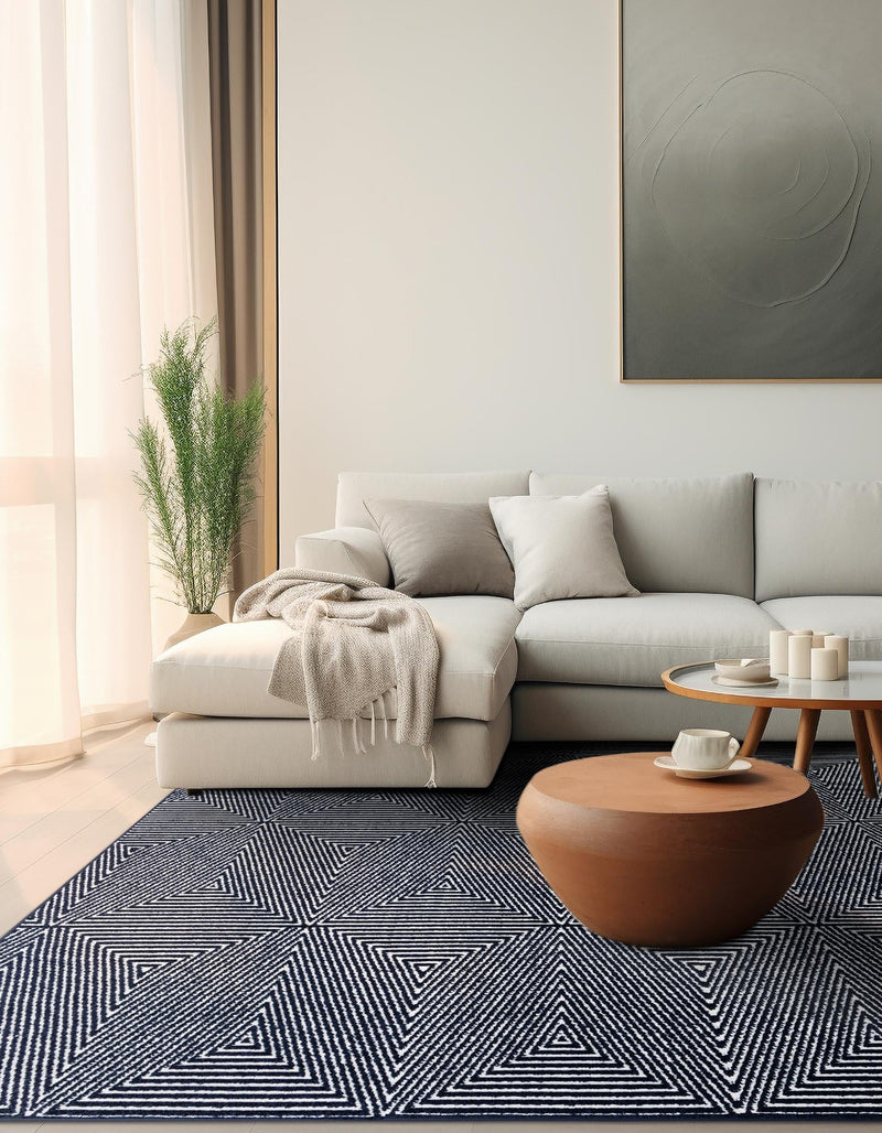 Catalina Cove Outdoor Collection Area Rug - Hermosa Square Navy Blue lifestyle 56