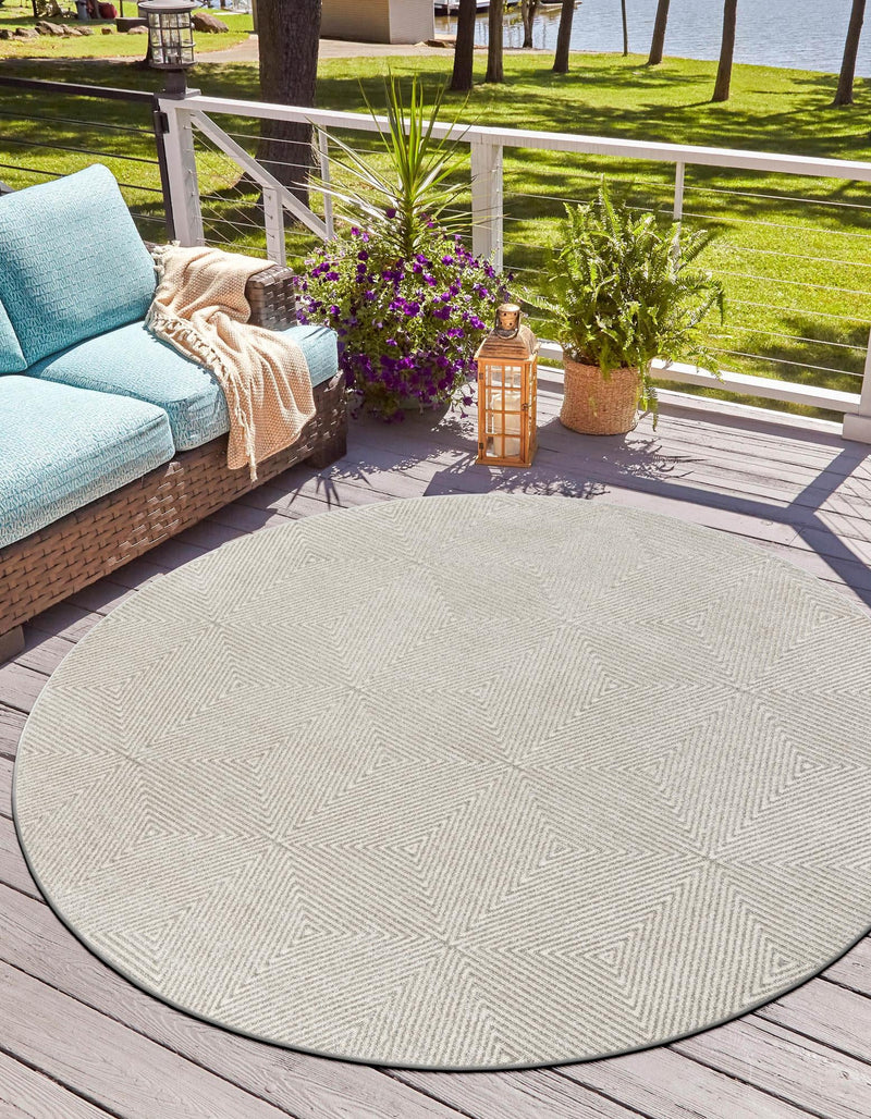 Catalina Cove Outdoor Collection Area Rug - Hermosa Round Gray lifestyle 53
