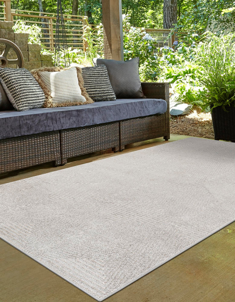 Catalina Cove Outdoor Collection Area Rug - Hermosa Rectangle Gray lifestyle 12