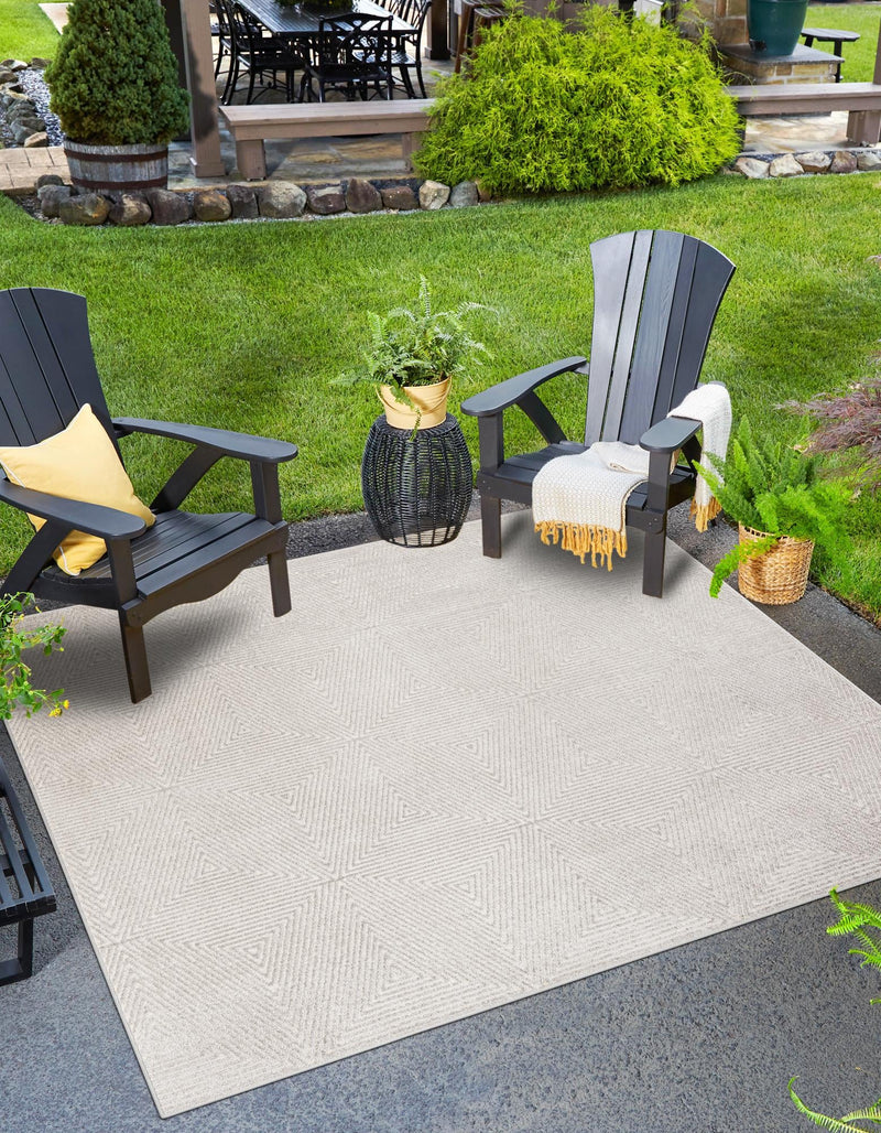 Catalina Cove Outdoor Collection Area Rug - Hermosa Square Gray lifestyle 54