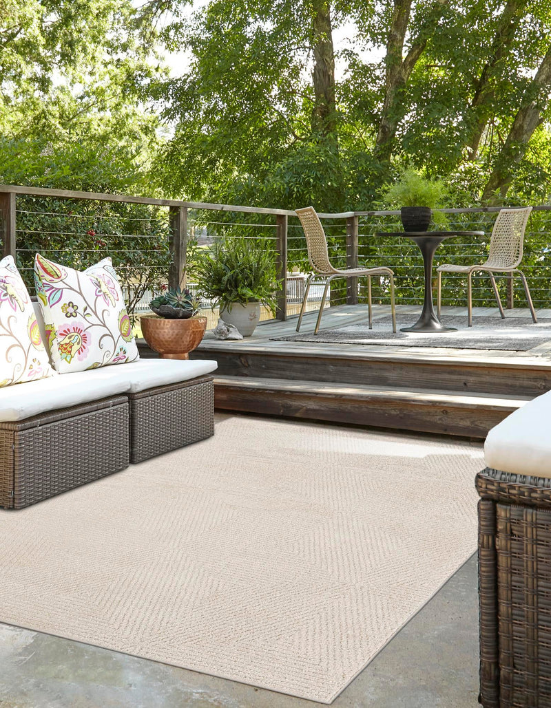 Catalina Cove Outdoor Collection Area Rug - Hermosa Rectangle Beige lifestyle 11