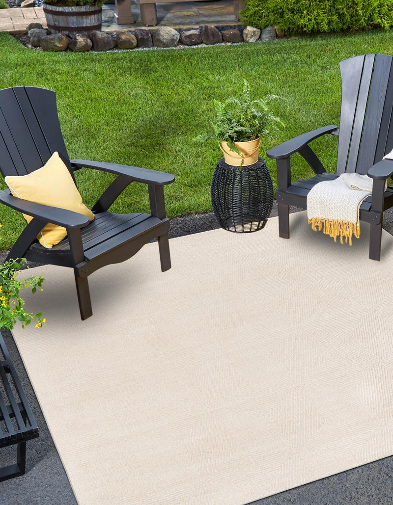 Catalina Cove Outdoor Collection Area Rug - Hermosa Square Beige lifestyle 67