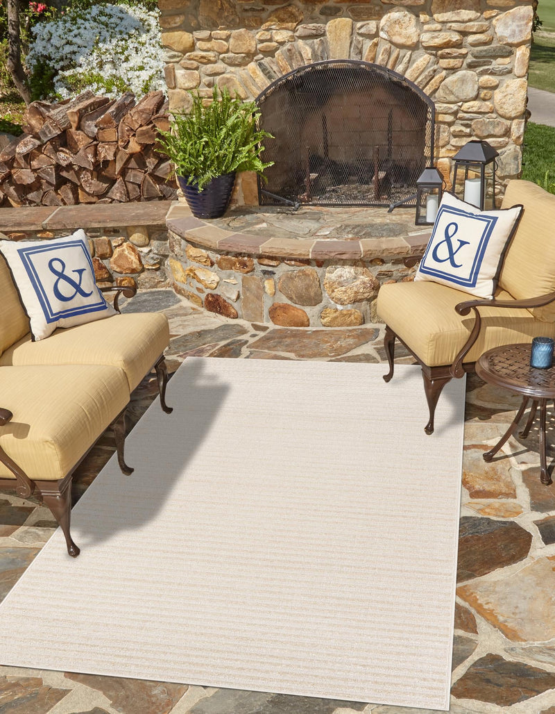 Catalina Cove Outdoor Collection Area Rug - Zuma Rectangle Beige and Ivory lifestyle 8