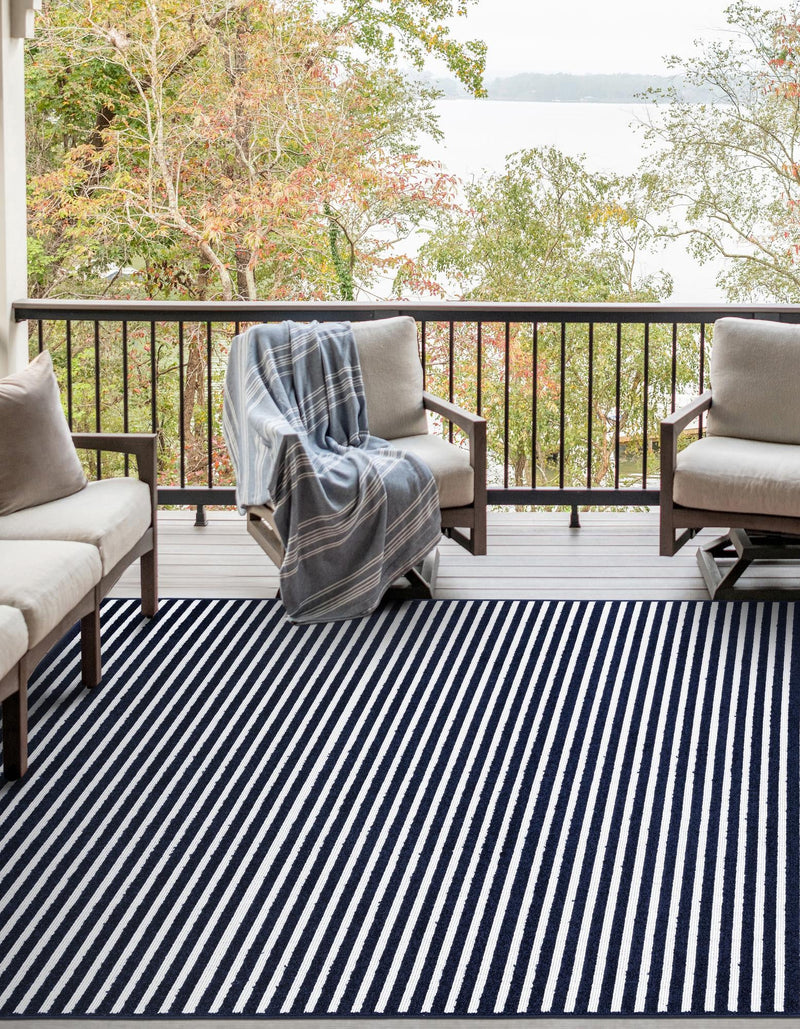 Catalina Cove Outdoor Collection Area Rug - Zuma Rectangle Navy Blue lifestyle 23
