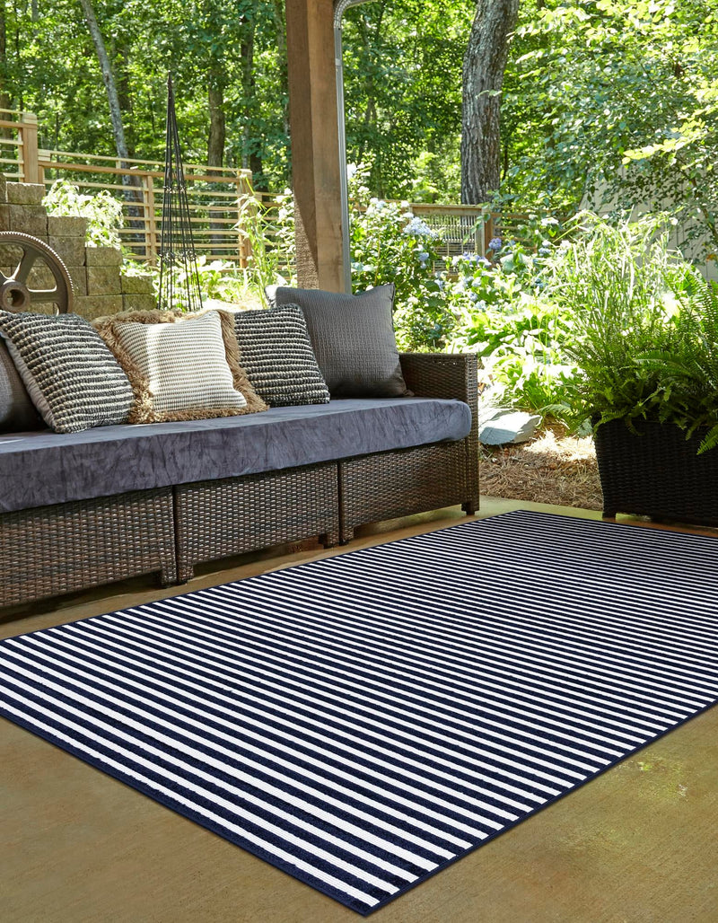 Catalina Cove Outdoor Collection Area Rug - Zuma Rectangle Navy Blue lifestyle 31