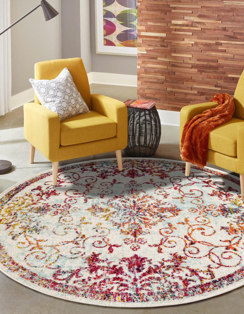 Brighton Terrace Collection Area Rug - Saltdean Round Ivory lifestyle 52