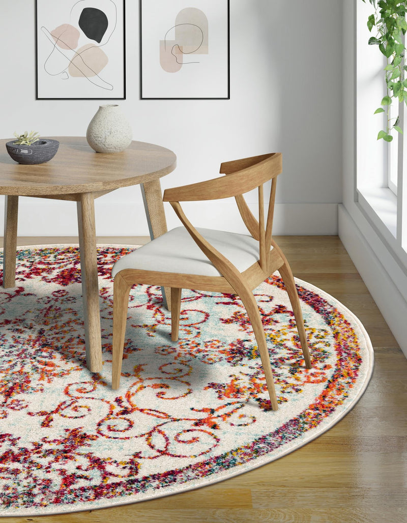 Brighton Terrace Collection Area Rug - Saltdean Round Ivory lifestyle 57