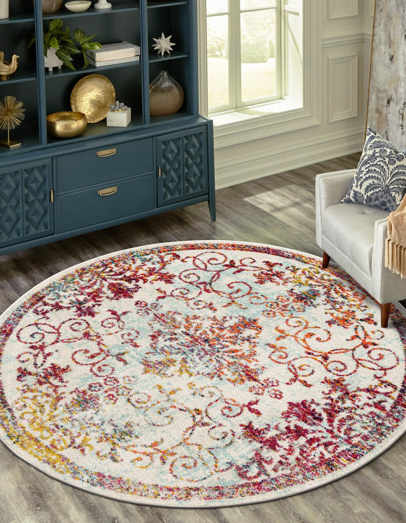 Brighton Terrace Collection Area Rug - Saltdean Round Ivory lifestyle 67