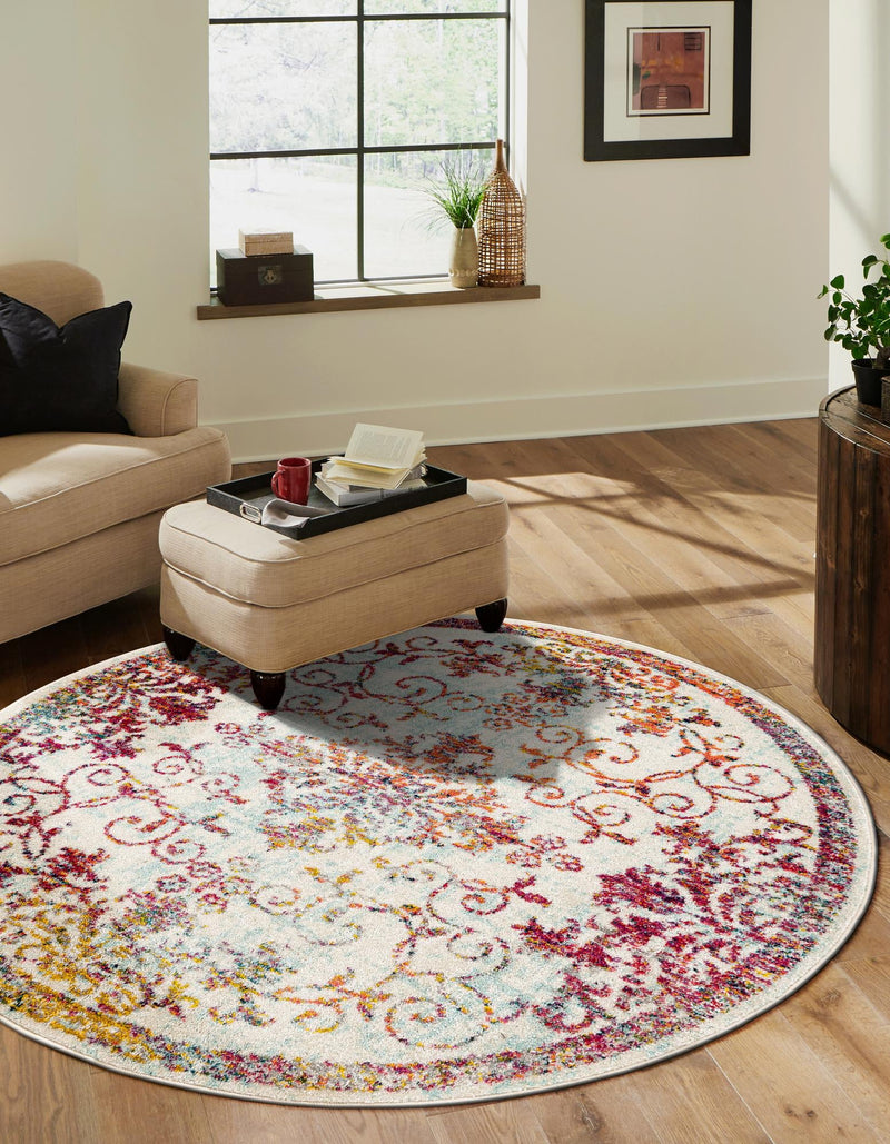 Brighton Terrace Collection Area Rug - Saltdean Round Ivory lifestyle 72