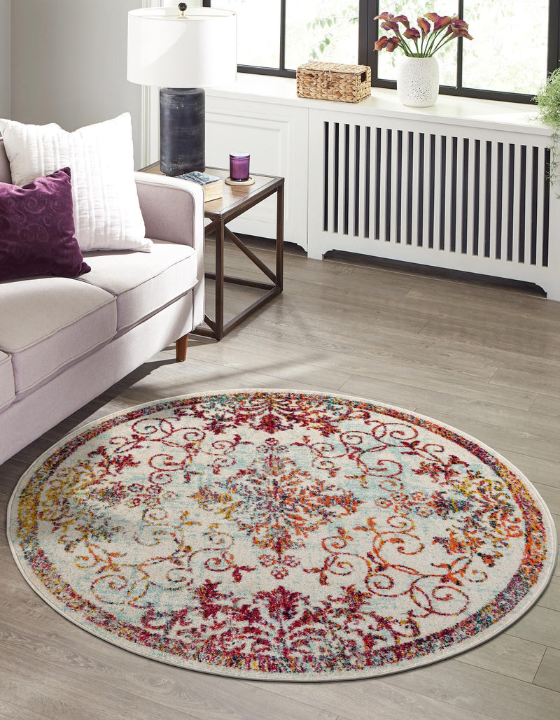 Brighton Terrace Collection Area Rug - Saltdean Round Ivory lifestyle 77