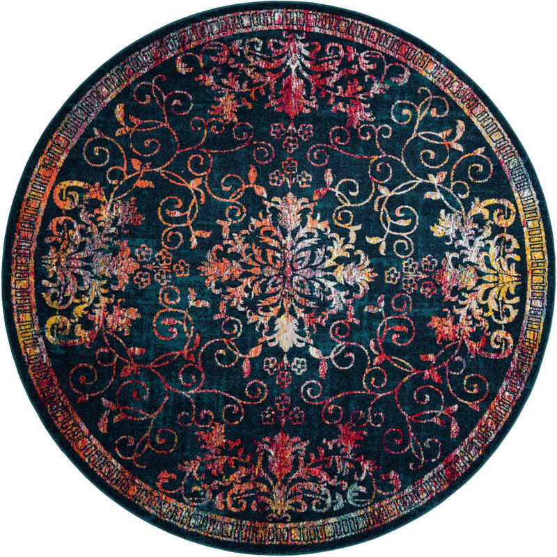 Brighton Terrace Collection Area Rug - Saltdean Round Navy Blue lifestyle 43