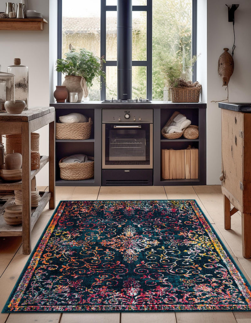 Brighton Terrace Collection Area Rug - Saltdean Rectangle Navy Blue lifestyle 7