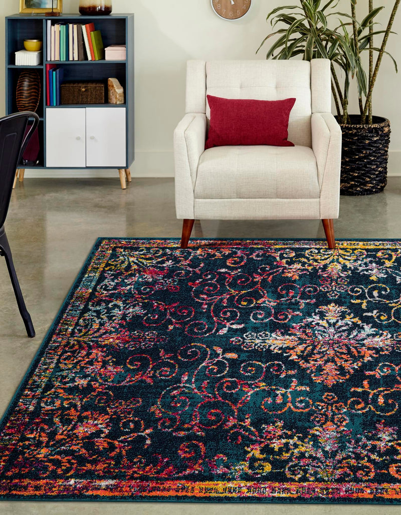 Brighton Terrace Collection Area Rug - Saltdean Rectangle Navy Blue lifestyle 17