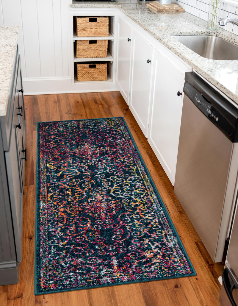 Brighton Terrace Collection Area Rug - Saltdean Runner Navy Blue lifestyle 60