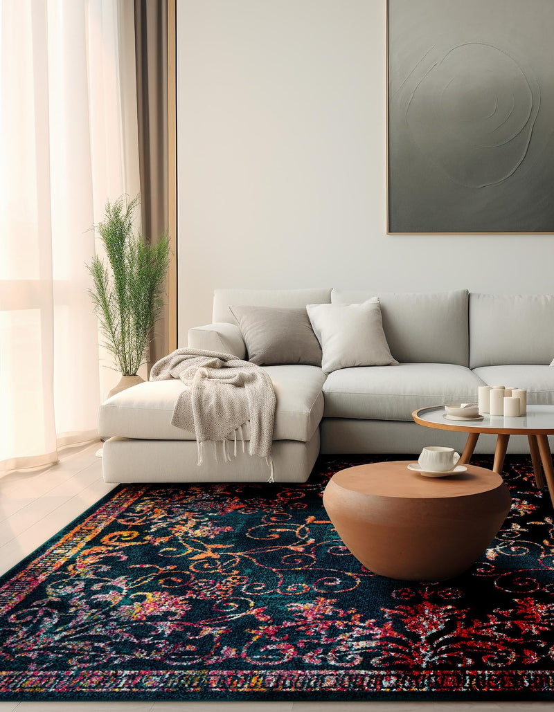 Brighton Terrace Collection Area Rug - Saltdean Square Navy Blue lifestyle 69
