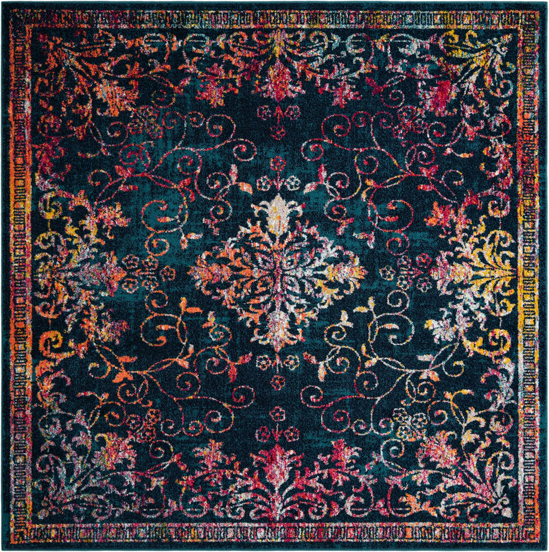 Brighton Terrace Collection Area Rug - Saltdean Square Navy Blue lifestyle 44