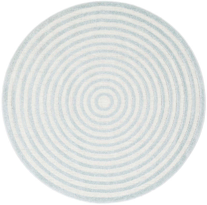 Catalina Cove Outdoor Collection Area Rug - Avalon Round Light Blue lifestyle 48