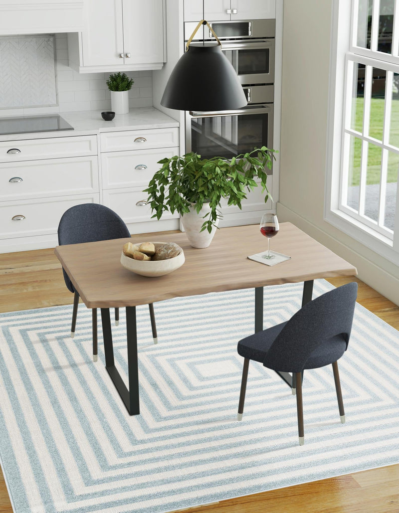 Catalina Cove Outdoor Collection Area Rug - Avalon Square Light Blue lifestyle 81