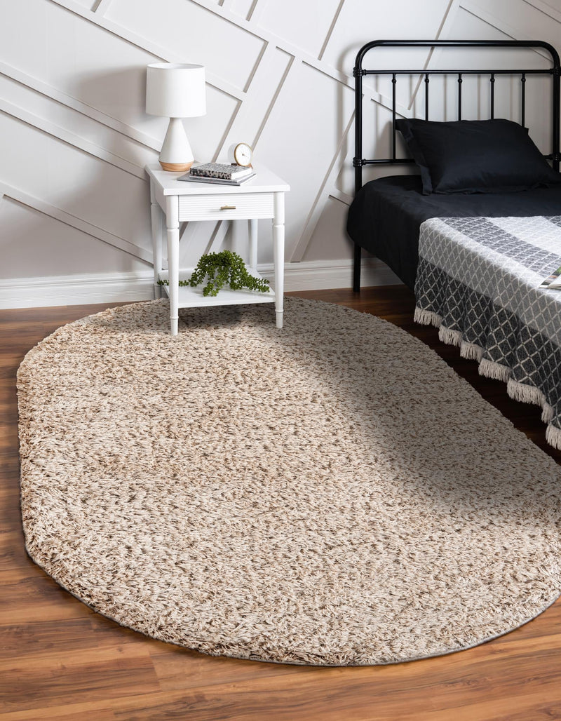 Eternal Plush Oasis Collection Area Rug - Tranquility (Linen) Oval Linen lifestyle 33