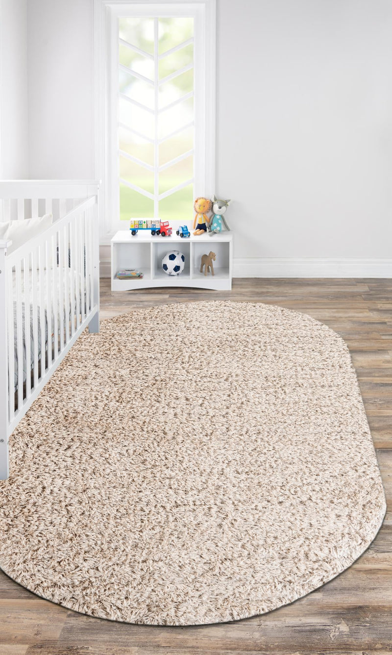 Eternal Plush Oasis Collection Area Rug - Tranquility (Linen) Oval Linen lifestyle 37