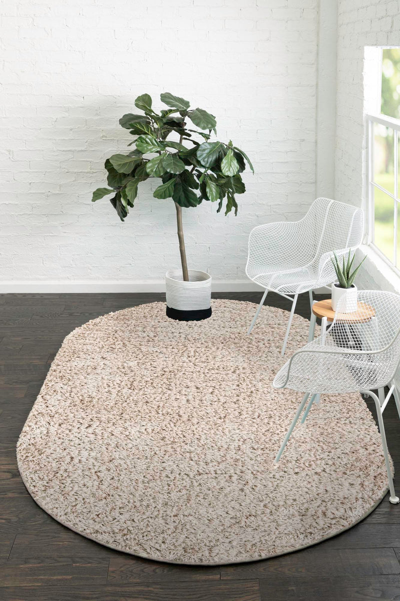 Eternal Plush Oasis Collection Area Rug - Tranquility (Linen) Oval Linen lifestyle 42