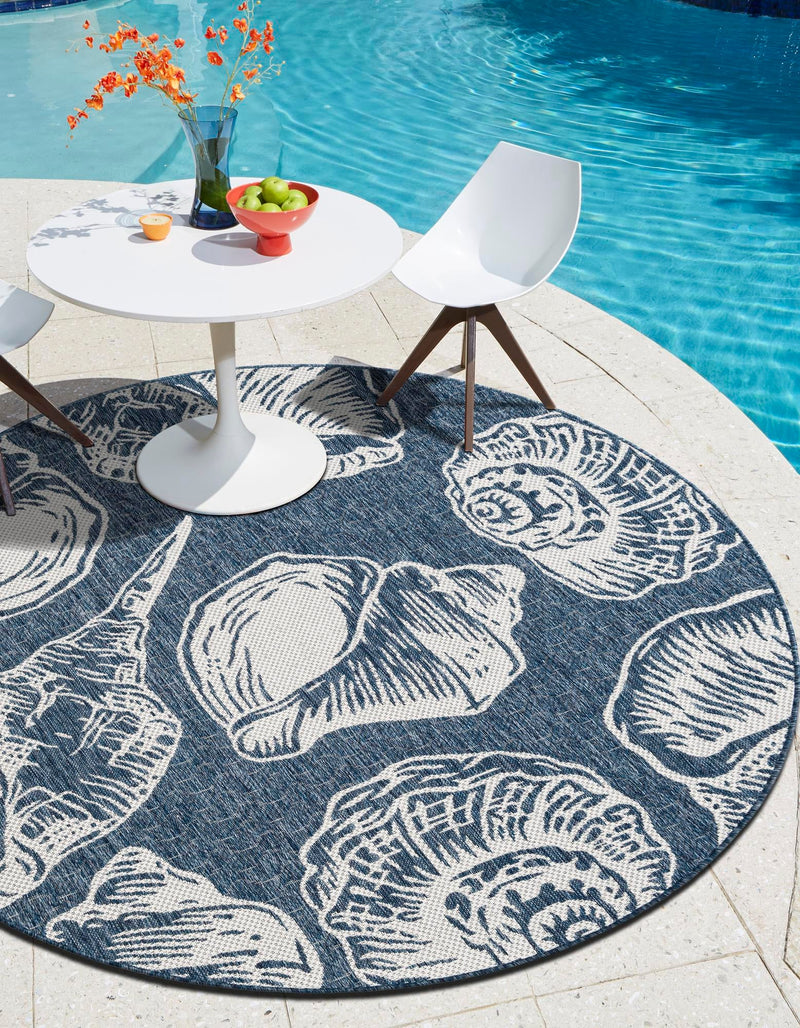 Seaside Haven Rugs Collection Area Rug - Lighthouse (Navy Blue and Ivory) Round Navy Blue and Ivory lifestyle 0