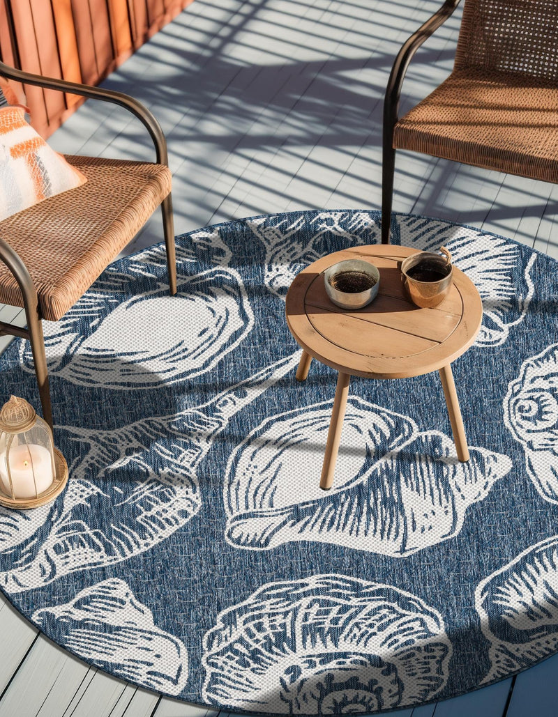 Seaside Haven Rugs Collection Area Rug - Lighthouse (Navy Blue and Ivory) Round Navy Blue and Ivory lifestyle 3