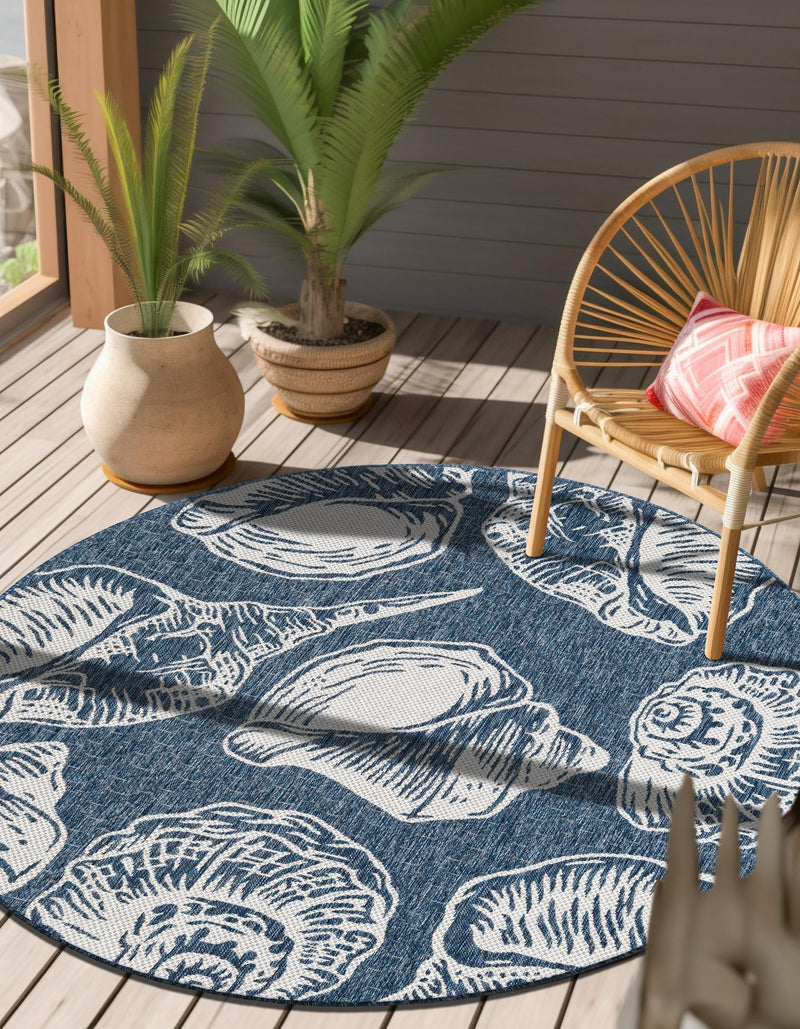 Seaside Haven Rugs Collection Area Rug - Lighthouse (Navy Blue and Ivory) Round Navy Blue and Ivory lifestyle 5