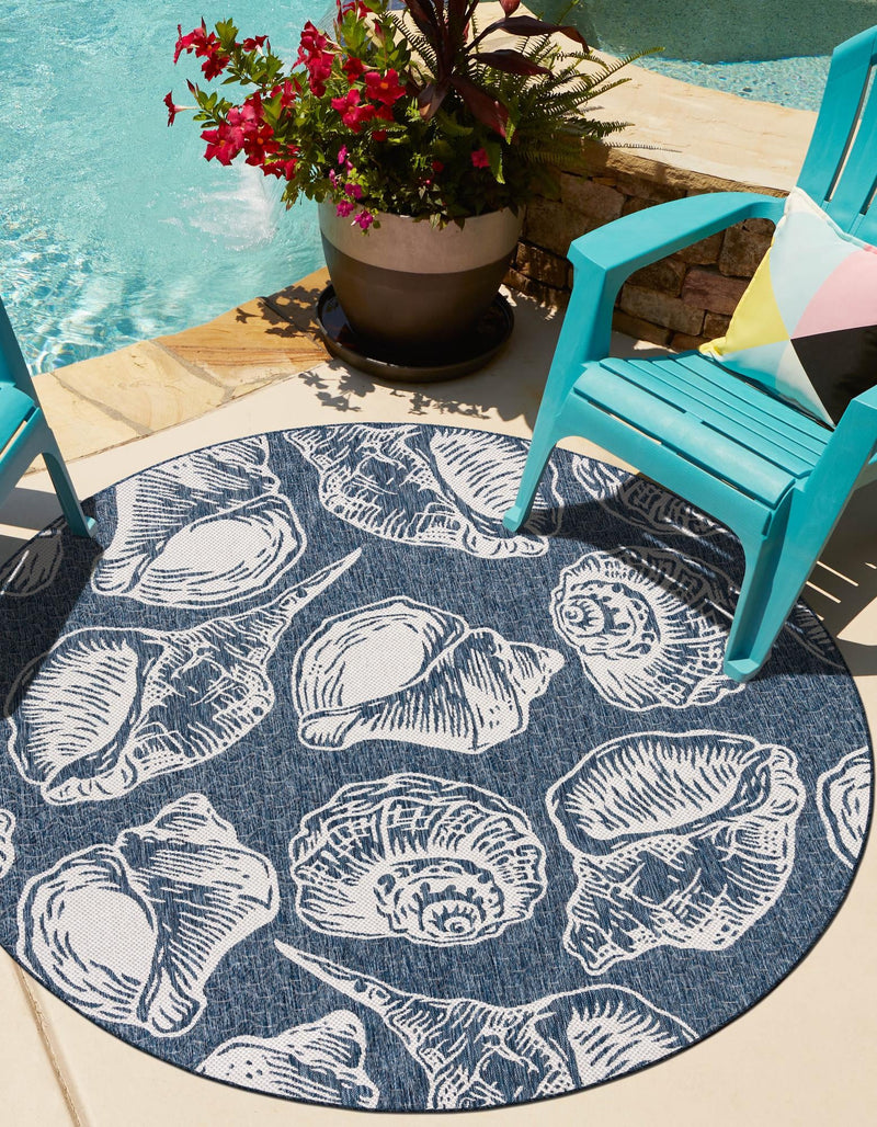 Seaside Haven Rugs Collection Area Rug - Lighthouse (Navy Blue and Ivory) Round Navy Blue and Ivory lifestyle 6