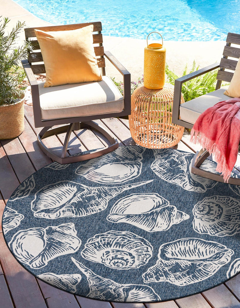 Seaside Haven Rugs Collection Area Rug - Lighthouse (Navy Blue and Ivory) Round Navy Blue and Ivory lifestyle 8