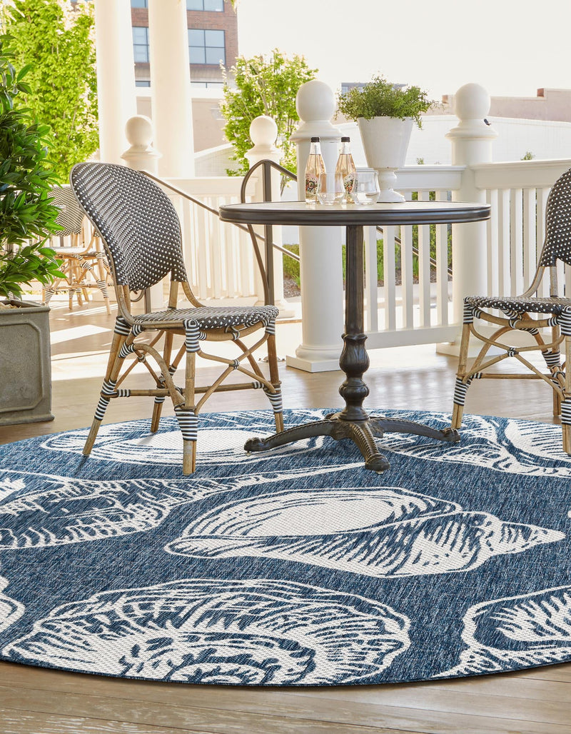 Seaside Haven Rugs Collection Area Rug - Lighthouse (Navy Blue and Ivory) Round Navy Blue and Ivory lifestyle 9