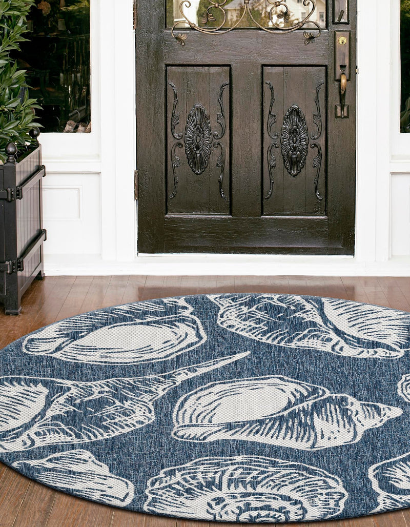 Seaside Haven Rugs Collection Area Rug - Lighthouse (Navy Blue and Ivory) Round Navy Blue and Ivory lifestyle 10