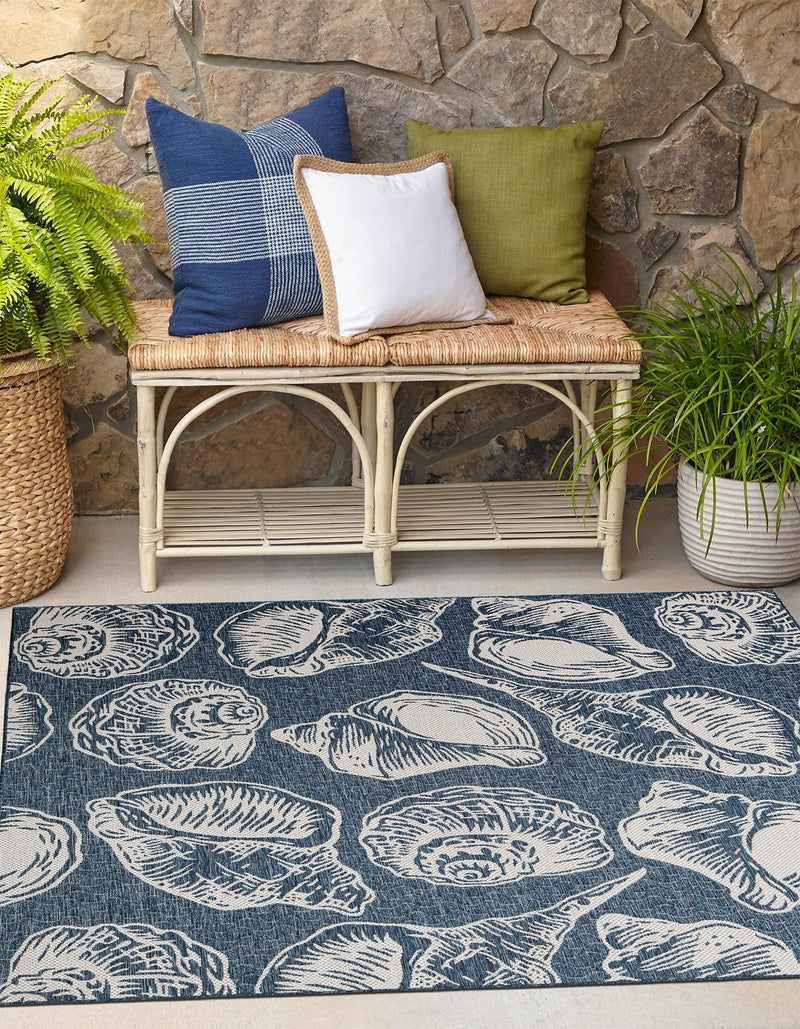 Seaside Haven Rugs Collection Area Rug - Lighthouse (Navy Blue and Ivory) Square Navy Blue and Ivory lifestyle 6