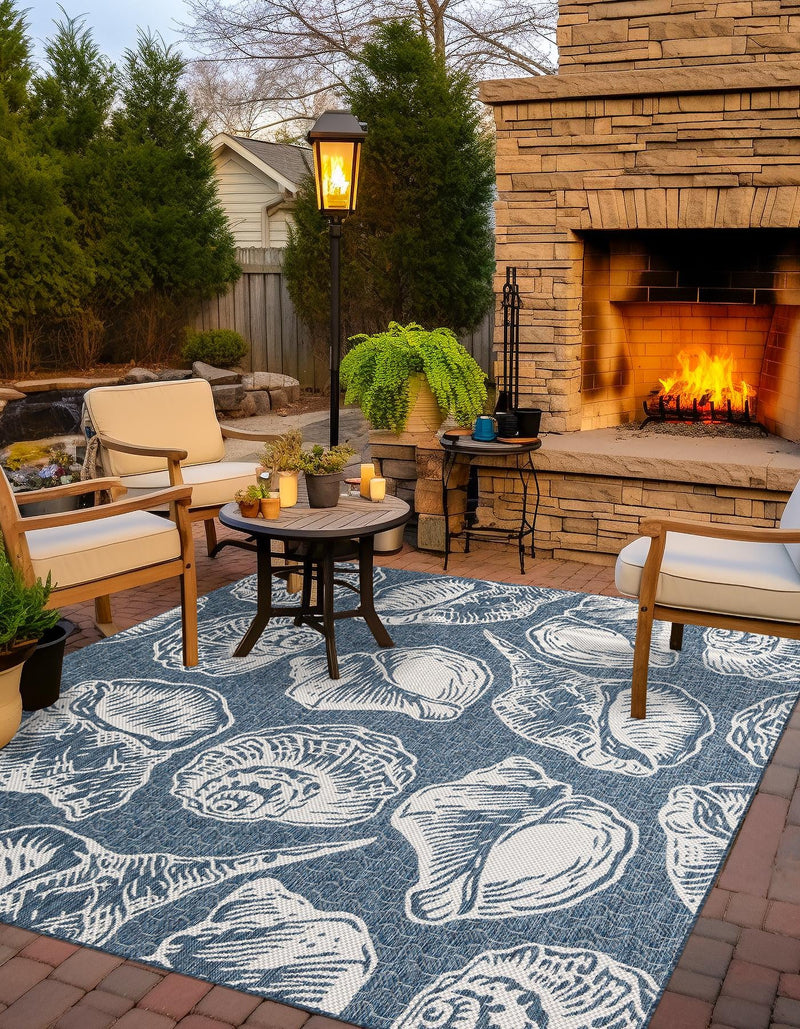 Seaside Haven Rugs Collection Area Rug - Lighthouse (Navy Blue and Ivory) Square Navy Blue and Ivory lifestyle 7